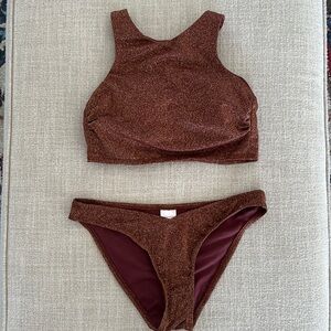 Xhilaration Maroon & Gold Bikini Set Size Medium